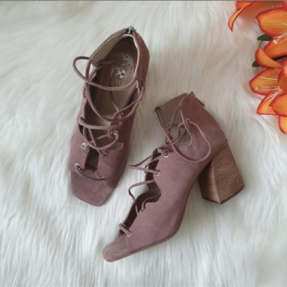 New Vince Camuto VC Nahara Lace Up Block Heel Sandal Womens Size 10